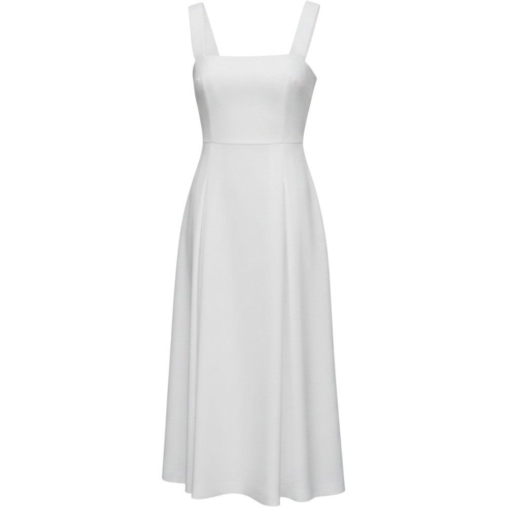 Vince Linen Blend Square Neck Midi Dress Womens 2 White NWT $468 V113151992 - Picture 1 of 8
